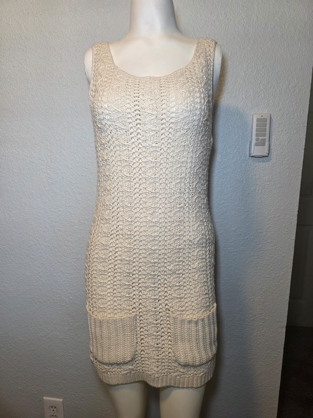 Anthropologie Cream Knit Tank Dress